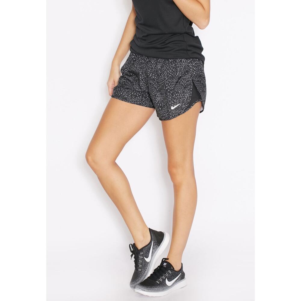 Nike Womens Lined Tempo Running Shorts Small Dri Fit Black Gray Marbled Athletic